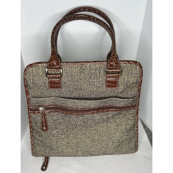 Samantha Brown Faux Croc Large Brown Travel Handbag Purse NWT - Picture 2 of 8